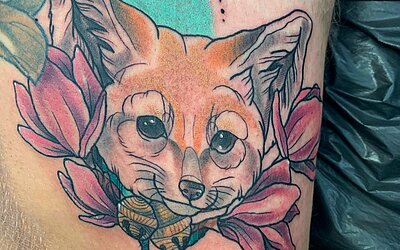 Ein frisches New School Tattoo mit einem Fuchs