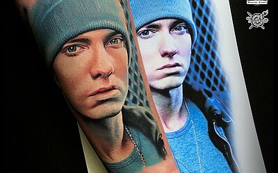 Eminem, Photo Realistic Tattoo, Unterarm, bunt