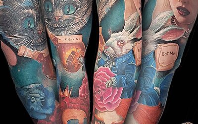 Realistic Sleeve mit Motiven von Alice im Wunderland