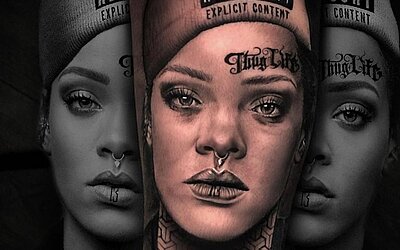 Rihanna Portrait Tattoo